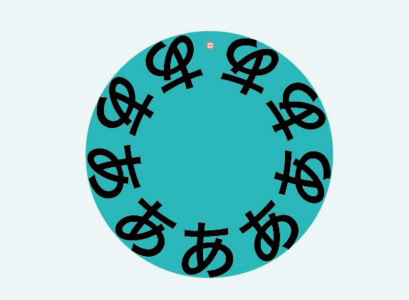 イラレ_円に沿って文字を配置_非表示にしていた楕円を表示させ、大きさを微調整