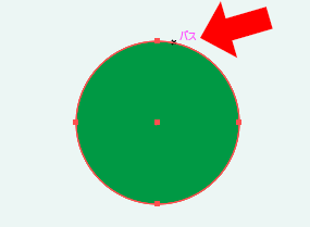 イラレ_文字をアーチ状に変形する_楕円の外周にカーソルを合わせる