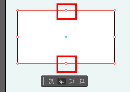 イラレ_平行四辺形の作り方_横線上の真ん中にある点を、Shiftを押した状態で左右に引っ張る