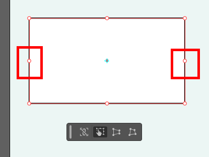 イラレ_平行四辺形の作り方_縦線上の真ん中にある点を、Shiftを押した状態で上下に引っ張る