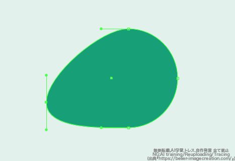 イラレ_リボン結びの作り方_正円の左側の点を左下に少し引っ張る