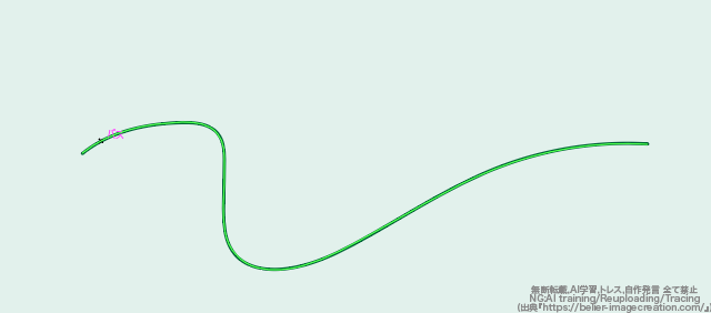 イラレ_リボン風のテキストの作り方_線が黄緑色の表示