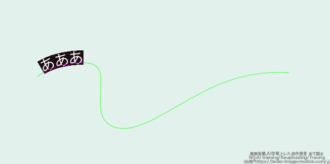イラレ_リボン風のテキストの作り方_線に線に沿って文字が入力されていく